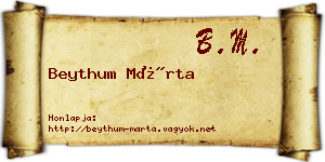Beythum Márta névjegykártya